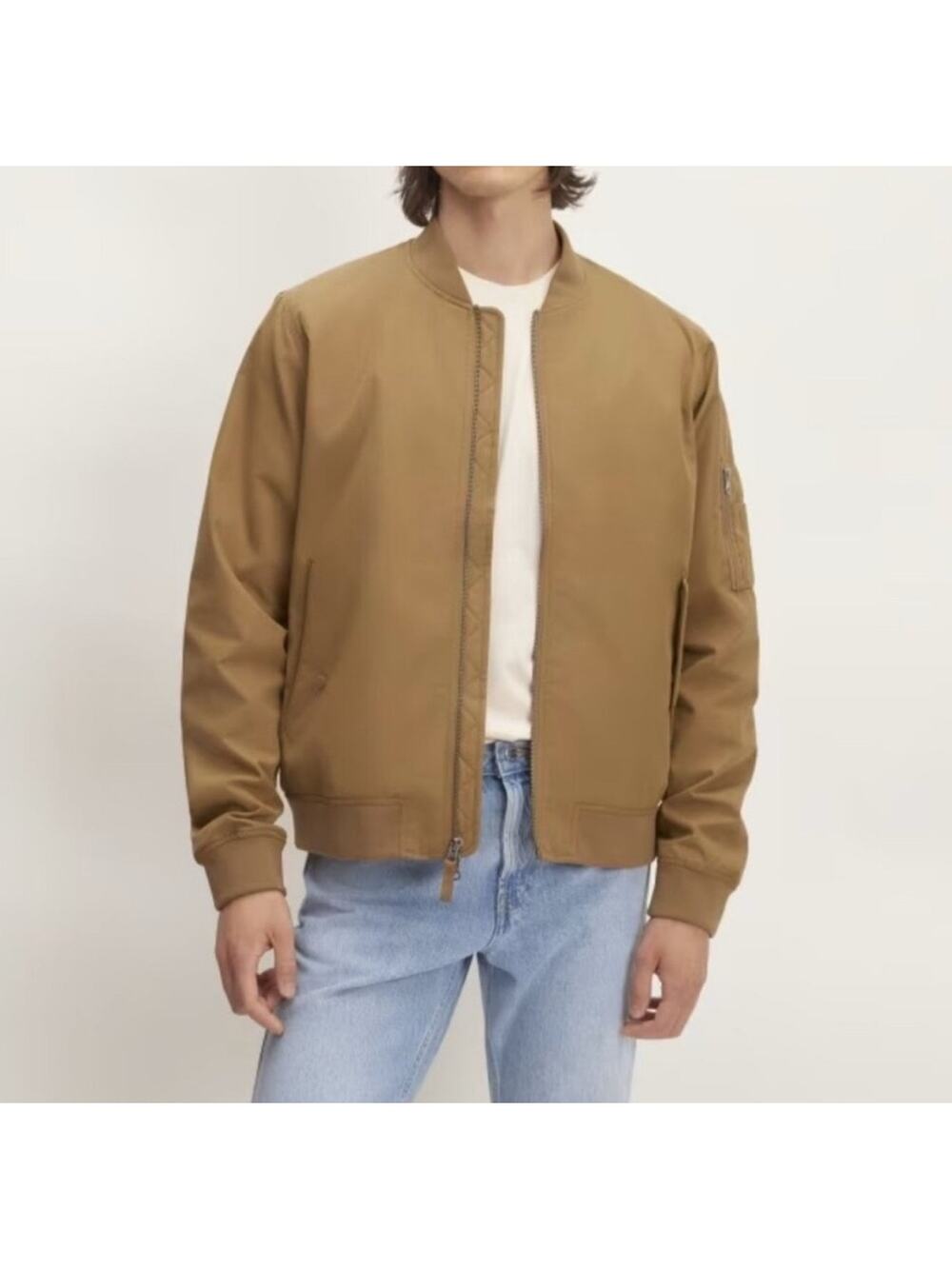 Everlane The Bomber Jacket Lightweight Toasted Coconut Men Large NWT FLAW